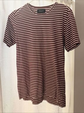 Men's Howler Maroon and White Striped Crew T-Shirt